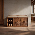 Rustic Sculptural Storage Bench For Entryway Or Sleeping Space