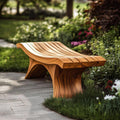 Sculptural Modern Outdoor Wood Bench Garden Patio