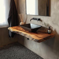 Rustic Bathroom Vanity Shelf Live Edge Wood Bathroom Display SINLKIBRV222