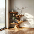 Rustic Tree Wall Bookshelf, Handcrafted Wood Floating Branch Shelf & Cozy Display Organizer for Living Room Decor