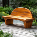 Sculptural Modern Artistic Wood Bench, Outdoor & Indoor Solid Wood Patio Seating, Handcrafted Garden Accent Bench