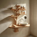 Rustic Tree Branch Shape Bathroom Vanity, Natural Wood Live Edge Pedestal Sink Stand for Home Spa, Model