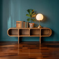 Mid Century Modern Wood Storage Console, Accent Credenza Sideboard with Cabinets for Living Room & Bedroom