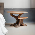 Rustic Tree Shaped Bedside Table, Handcrafted Natural Wood Nightstand & Artistic Accent End Table for Bedroom