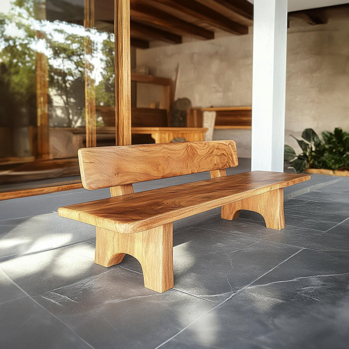 Rustic Wooden Bench For Living Room Or Entryway