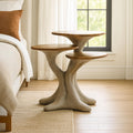 Rustic Tree Trunk End Table, Handcrafted Live Edge Wood Side Table & Accent Nightstand for Living Room, Bedroom