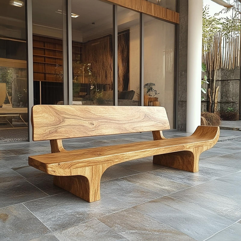 Rustic Solid Form Bench For Hallway And Living Room