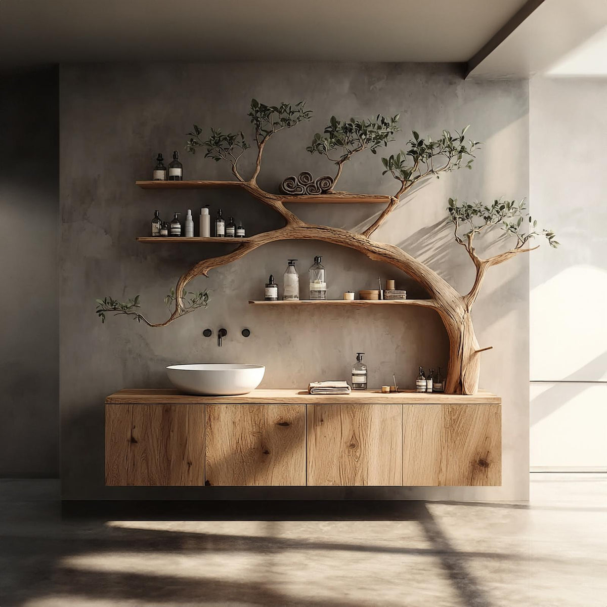 Rustic Organic Tree Inspired Vanity Bathroom Or Meditation Room