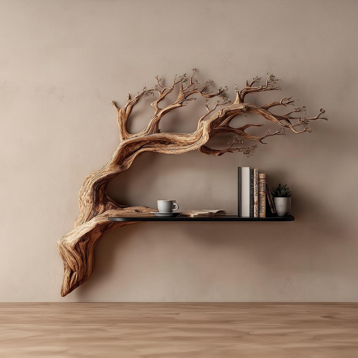 Rustic Branch Floating Shelf Artistic Bedroom Wall Decor