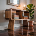 Mid Century Modern Minimalist Wood Console Table, Sleek Laptop Writing Desk for Study & Living Room