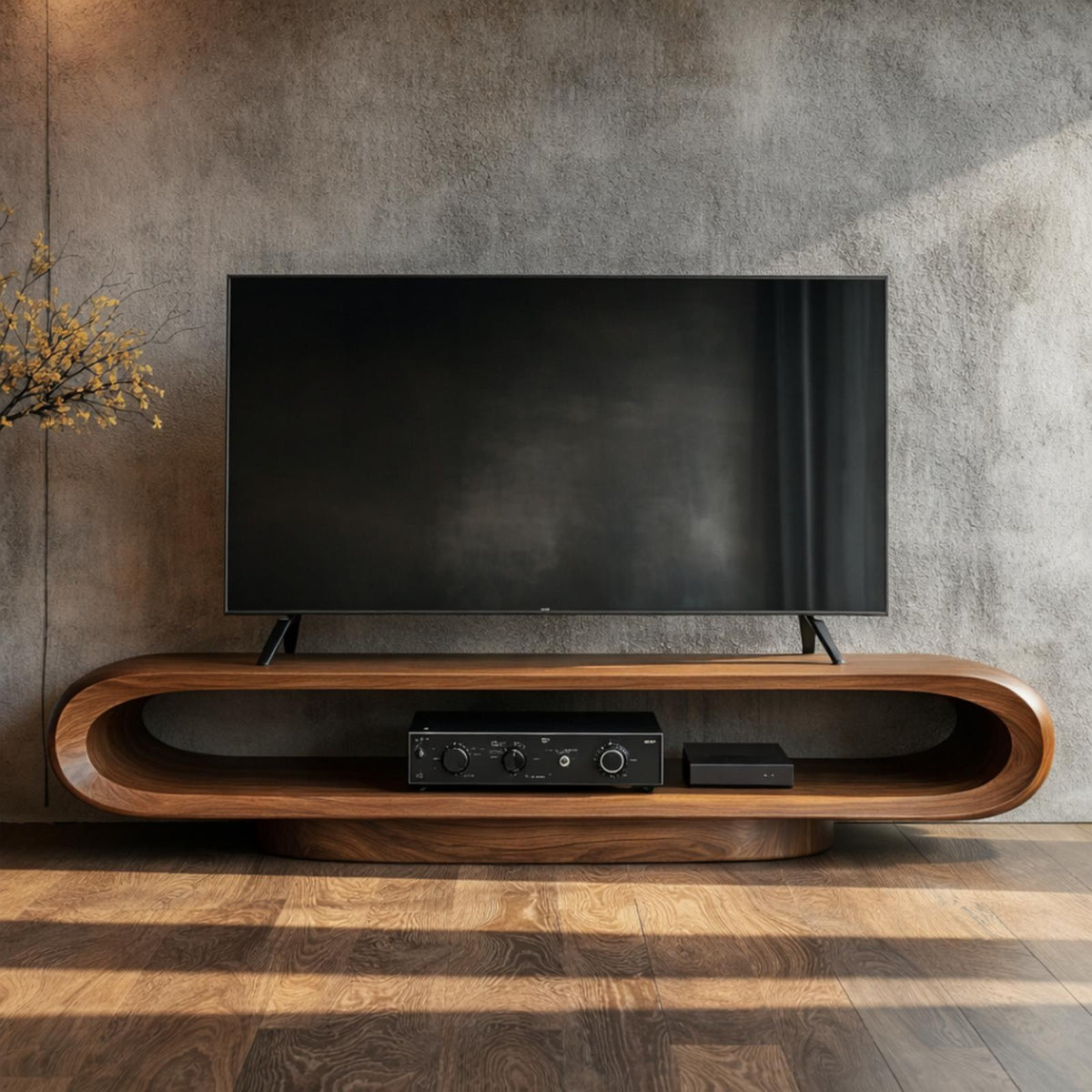 Artistic Curved TV Stand Entertainment Living Room And Lounge