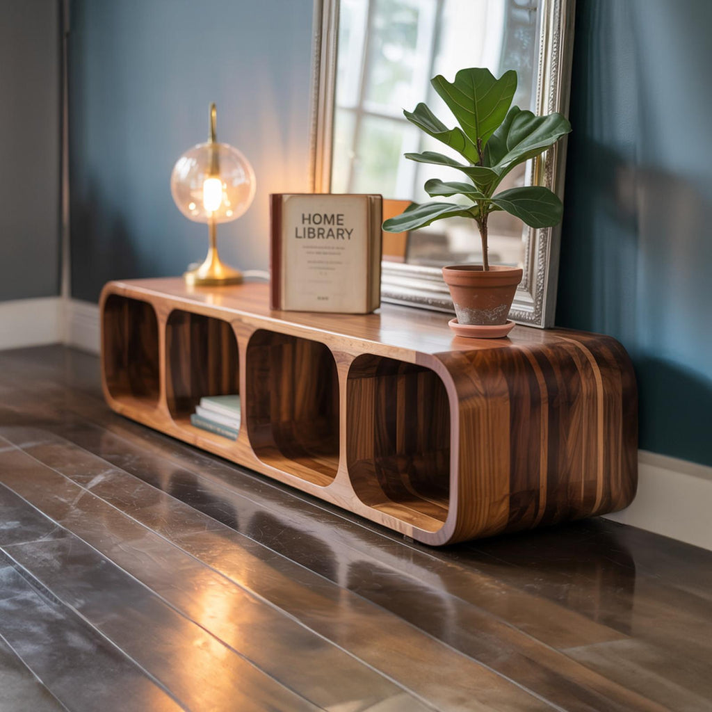 Mid Century Modern Low Wooden Storage Cabinet, Accent Media Sideboard Buffet for Entryway & Living Room