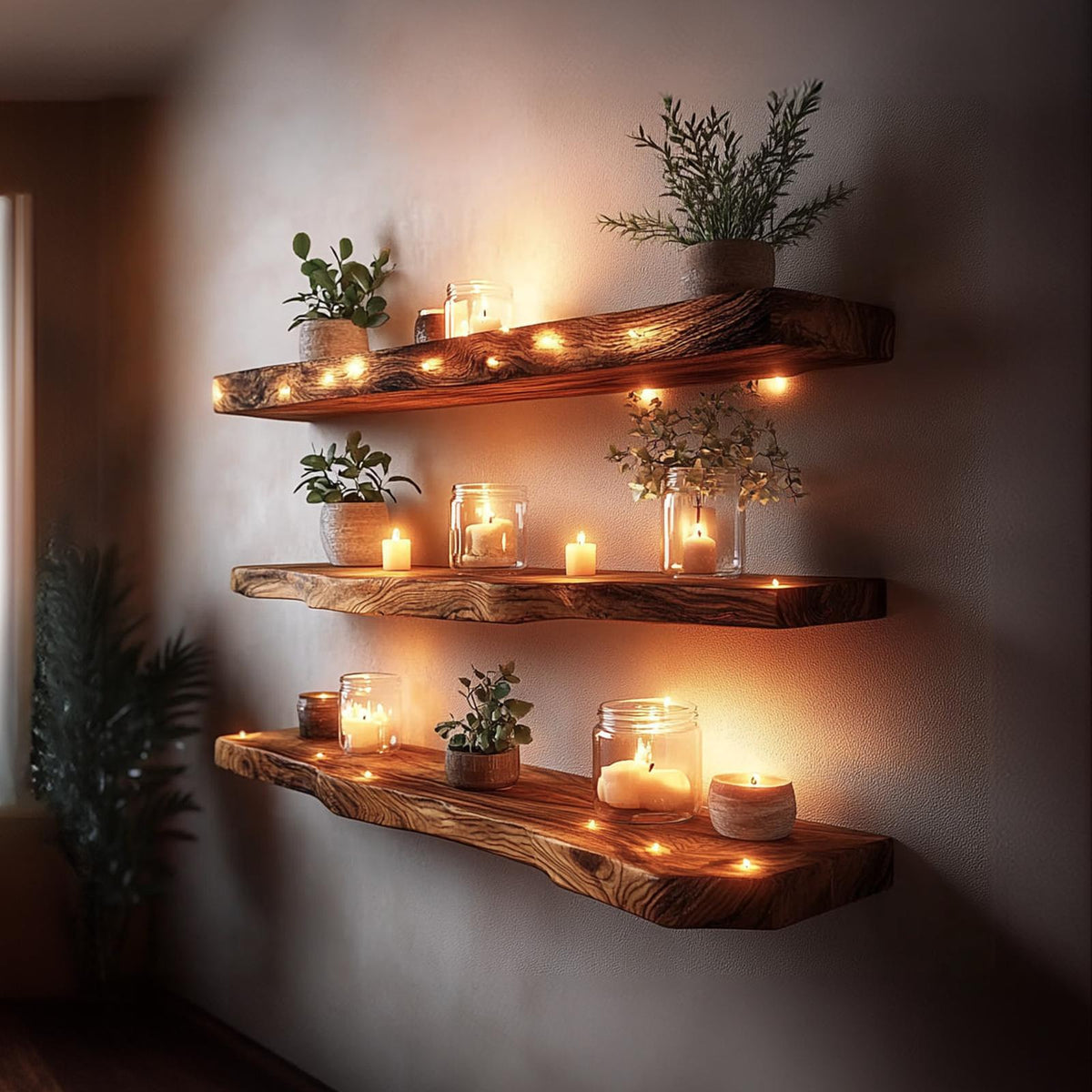Rustic Floating Shelf Warm Minimal Living Room Or Office