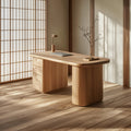 Minimalist Solid Wood Office Desk with Storage Drawers, Modern Bedroom Writing Table & Workstation