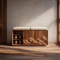 Rustic Wood Shoe Bench, Hallway Storage & Organizer Entryway Seating Bench with Shelf
