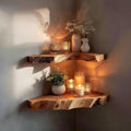 Rustic Corner Floating Shelf Reading Nook