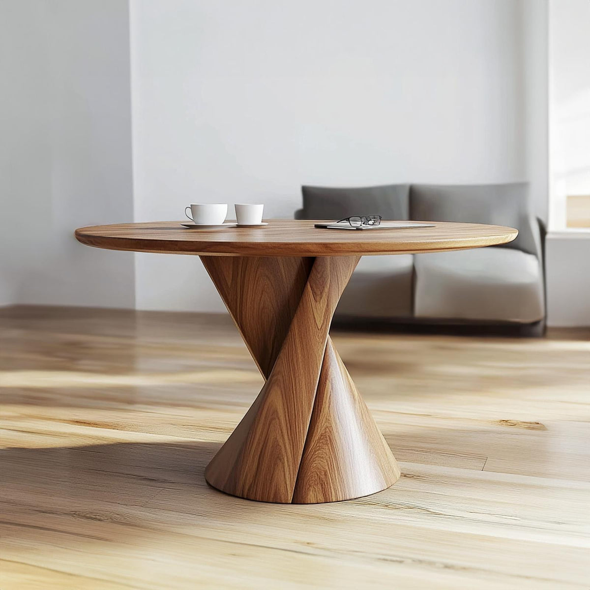 Mid Century Sculptural Coffee Table, Solid Wood Abstract Art Centerpiece Table for Living Room, Office, Lounge
