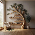 Rustic Branch Bookshelf, Solid Wood Wall Mounted Bookcase & Artistic Hanging Storage Unit for Living Room or Bedroom