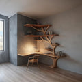 Rustic Branch Bookshelf Desk Living Room Or Home Workspace