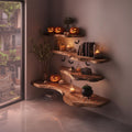 Mid Century Halloween Floating Shelf Natural Wood Wall Decor