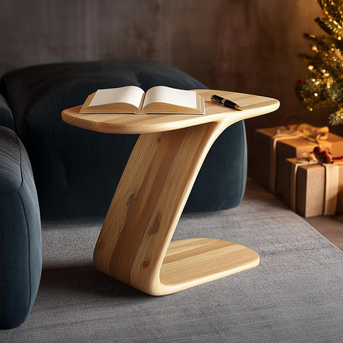 Organic Modern Accent Side Table, Handcrafted Solid Wood End Table for Living Room, Minimalist Bedroom Nightstand Decor