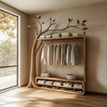 Rustic Solid Wood Tree Clothing Stand Natural Home