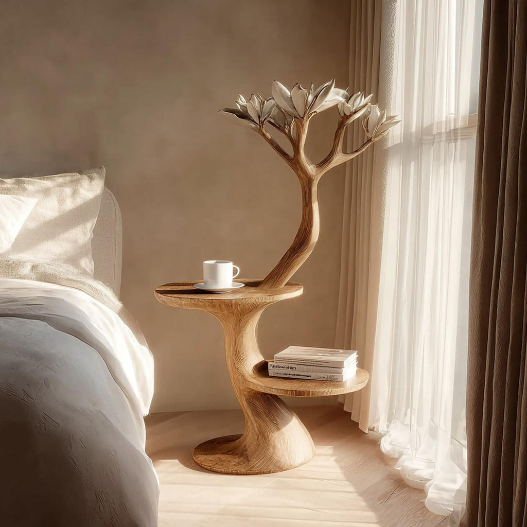 Rustic Tree Form Bedside Table Modern Bedroom