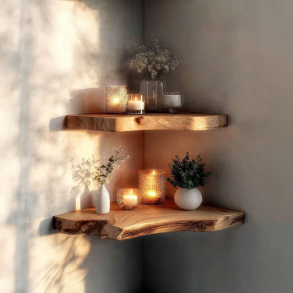 Rustic Corner Wall Shelf Bathroom