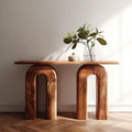 Mid Century Organic Modern Wood Console Table, Natural Edge Entryway & Hallway Accent Credenza Table, Model