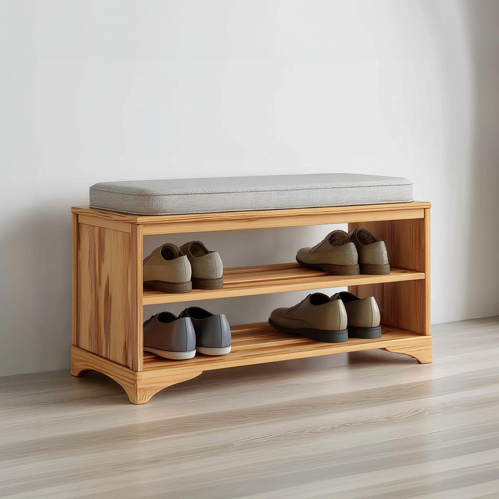 Rustic Farmhouse Shoe Rack Bench Entryway