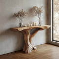 Spry Interior Handmade Tree Base Console Table, Solid Wood Rustic Entryway Sofa Table & Hallway Accent Credenza, SINLKICS353