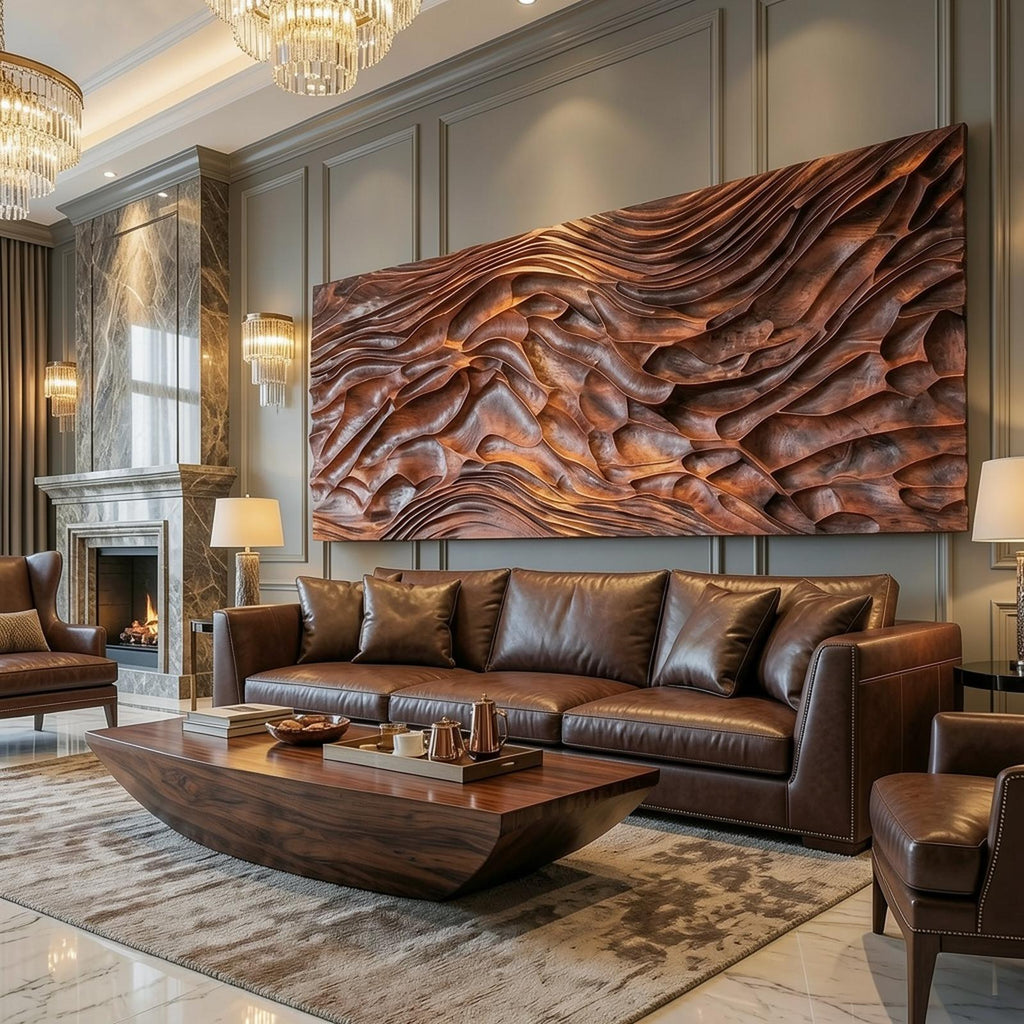 Modern Carved Wood Wall Art Living Room And Lounge