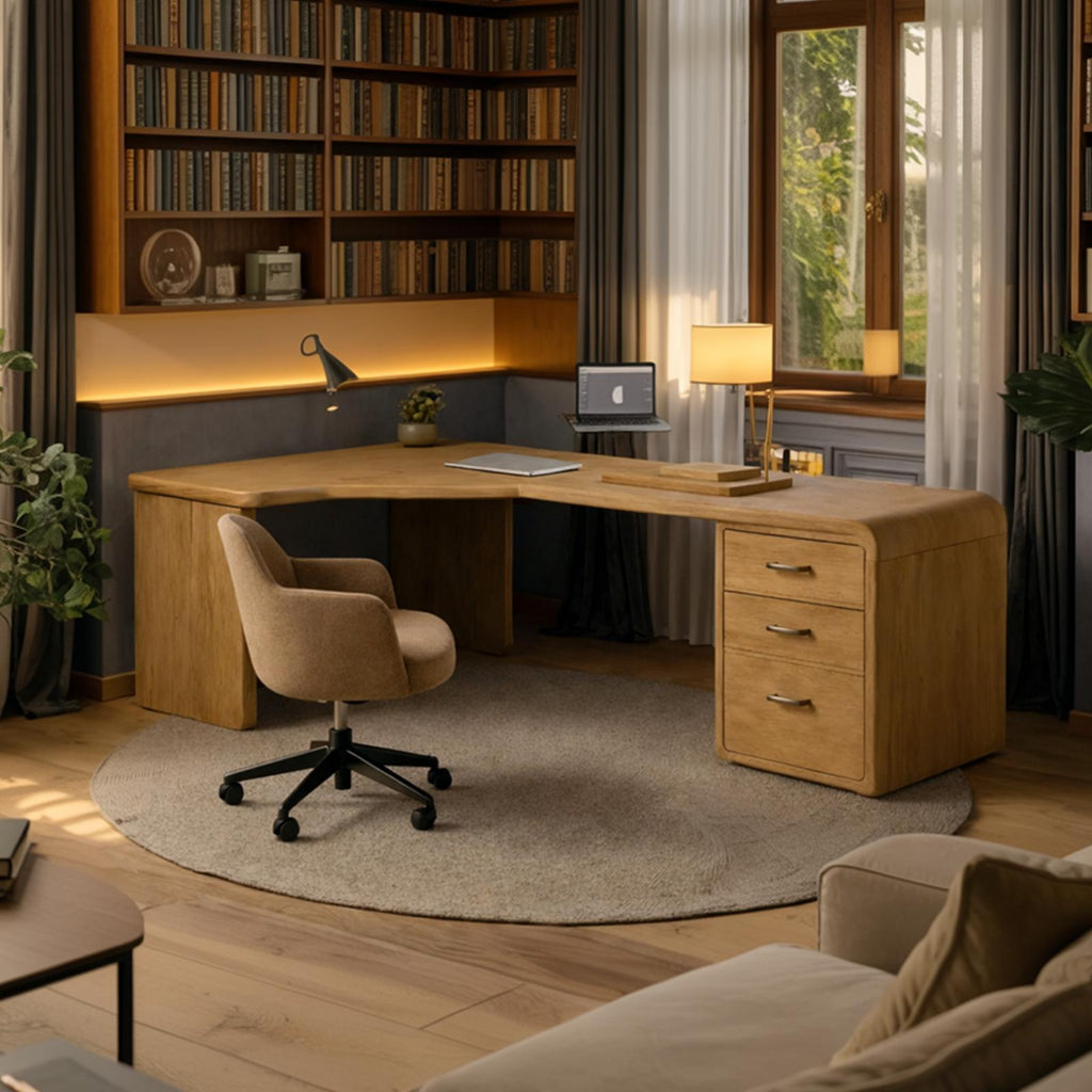 Modern L Shape Wooden Desk Home Office Corner Workstation Study Table