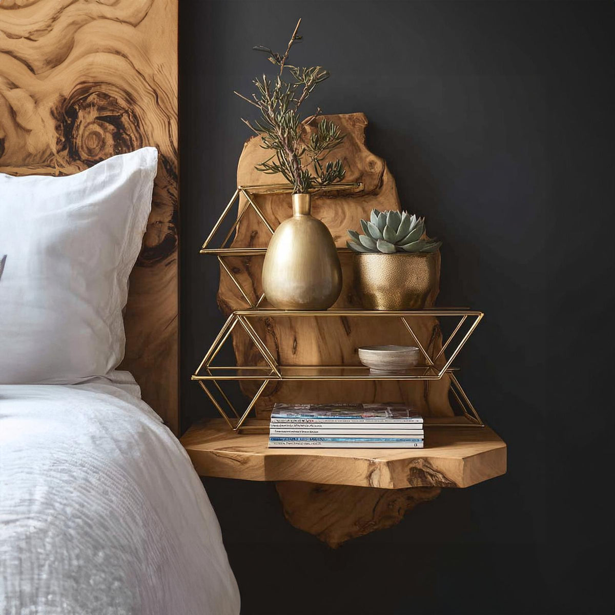 Rustic Floating Bedside Table Bedroom