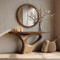 Mid Century Modern Organic Solid Wood Console Table, Living Room & Entryway Accent Sofa Table, Model