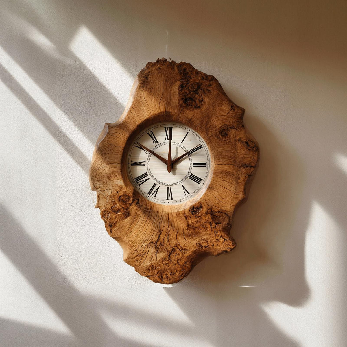 Handcrafted Organic Wood Wall Clock Kitchen Or Dining Room