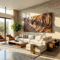 Modern Wood Sculpture Wall Decor, Handcrafted Abstract Wooden Hanging Art for Living Room