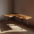 Rustic Organic Corner Office Desk, L-Shaped Solid Wood Writing Computer Table for Creative Studio, Reading Room