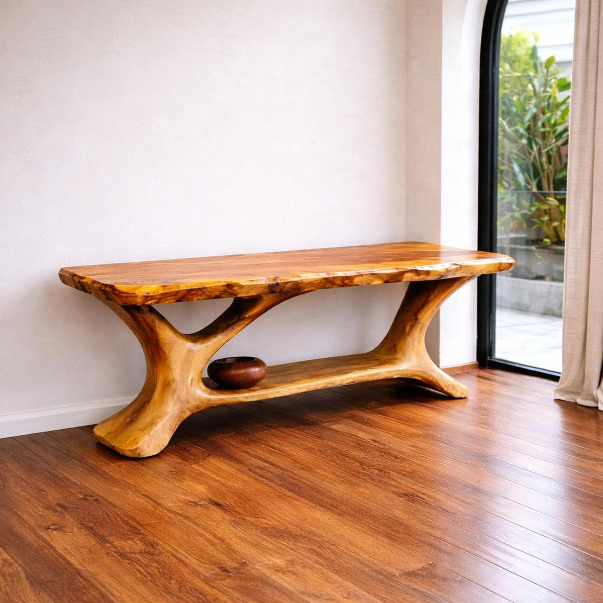 Spry Interior Handmade Rustic Wood Console Table with Artistic Tree Base, Entryway Hallway Accent Table for Living Room Decor, SINLKICS470