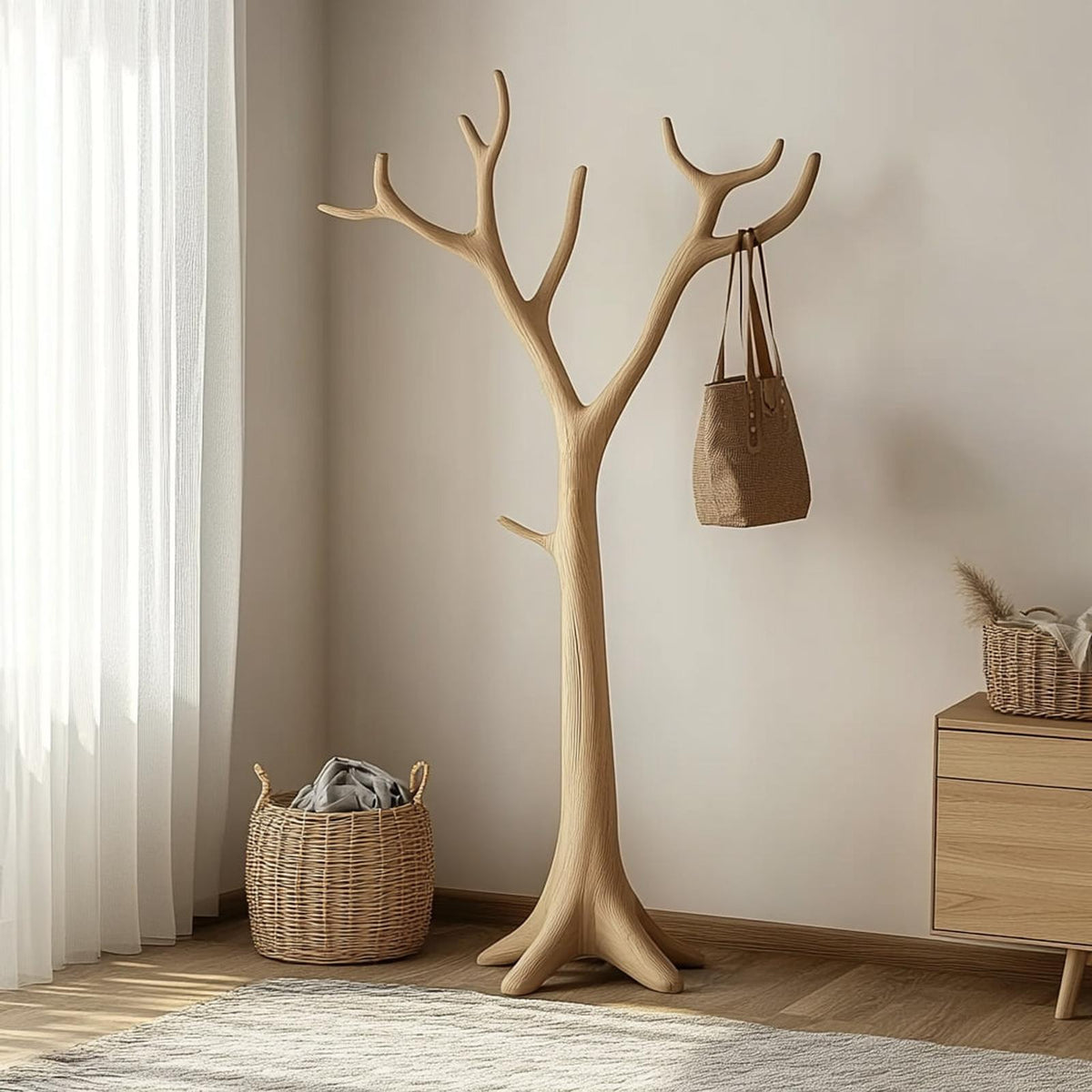 Rustic Tree Coat Stand Entryway Closet