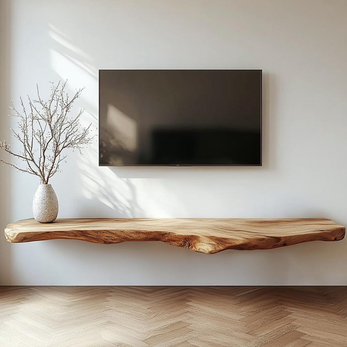 Rustic Floating TV Shelf For Living Room And Media Room