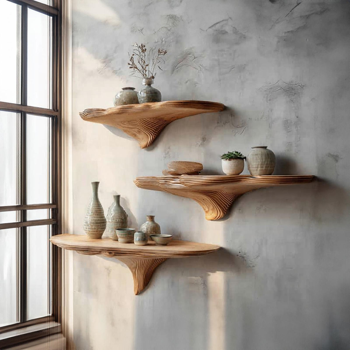 Rustic Mushroom Wall Shelf Bedroom
