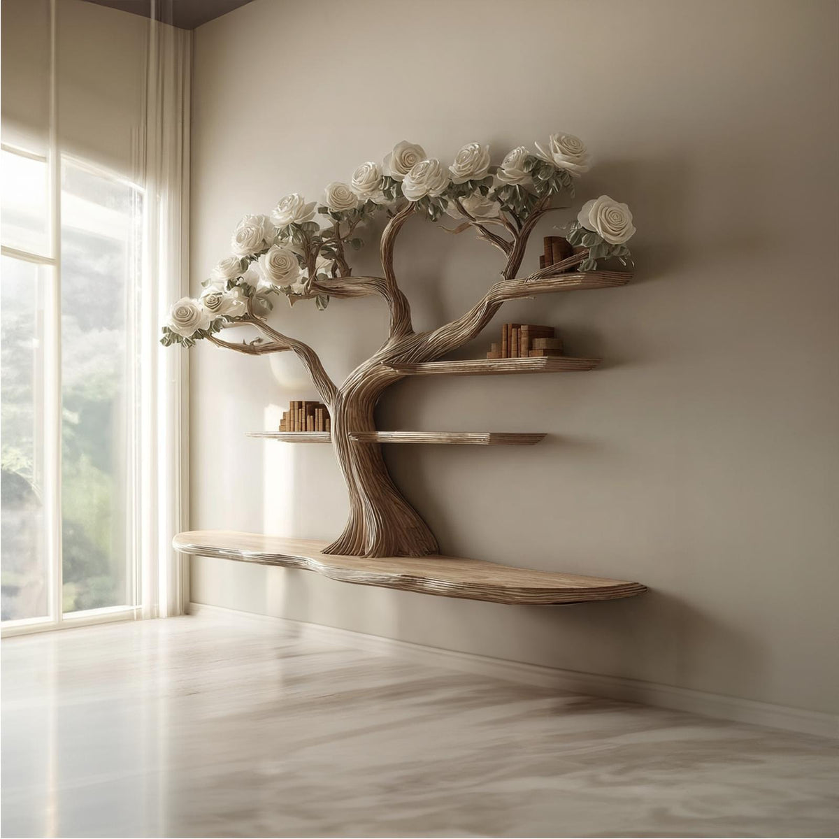 Rustic Tree Bookshelf Living Room