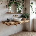 Rustic Floating Shelf Vanity Natural Finish Bathroom