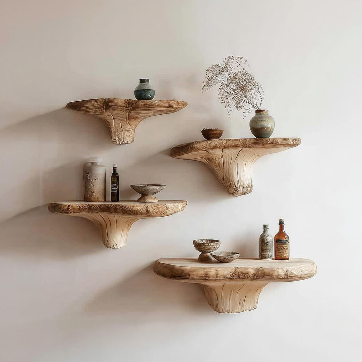 Rustic Mushroom Floating Shelf Bedroom