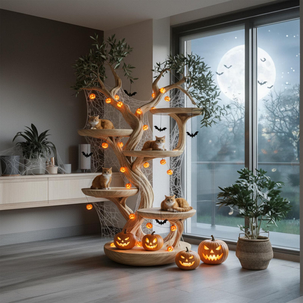 Mid Century Halloween Cat Furniture Living Room