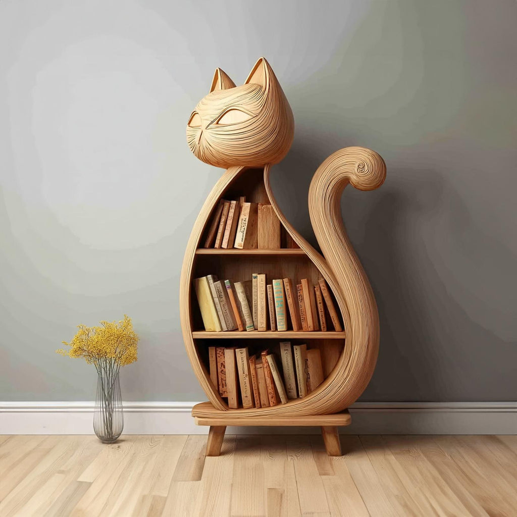 Rustic Cat Bookcase Children Bedroom
