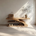 Rustic Solid Wood Shoe Bench Entryway