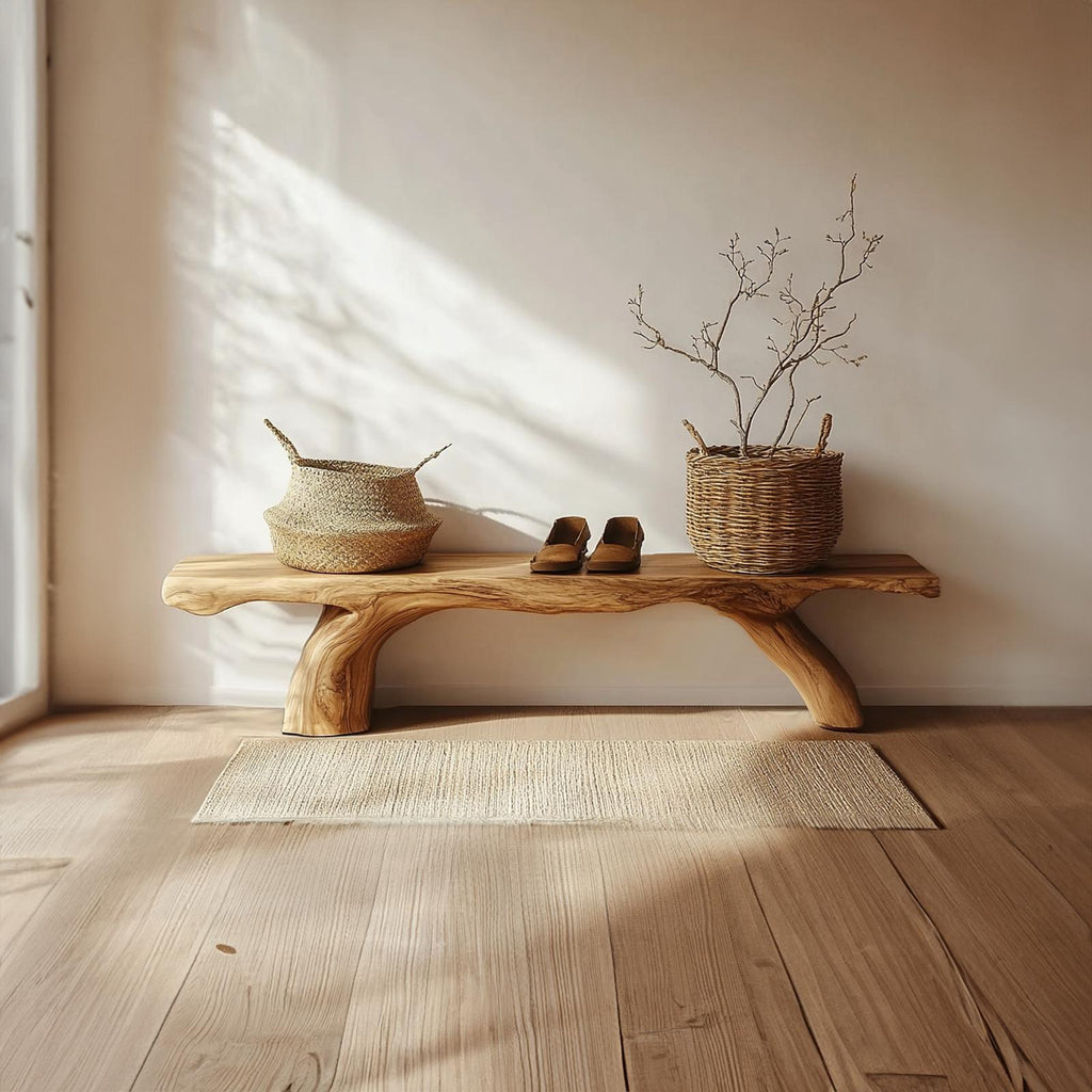 Rustic Natural Wood Bench Bedroom Or Living Room Furniture