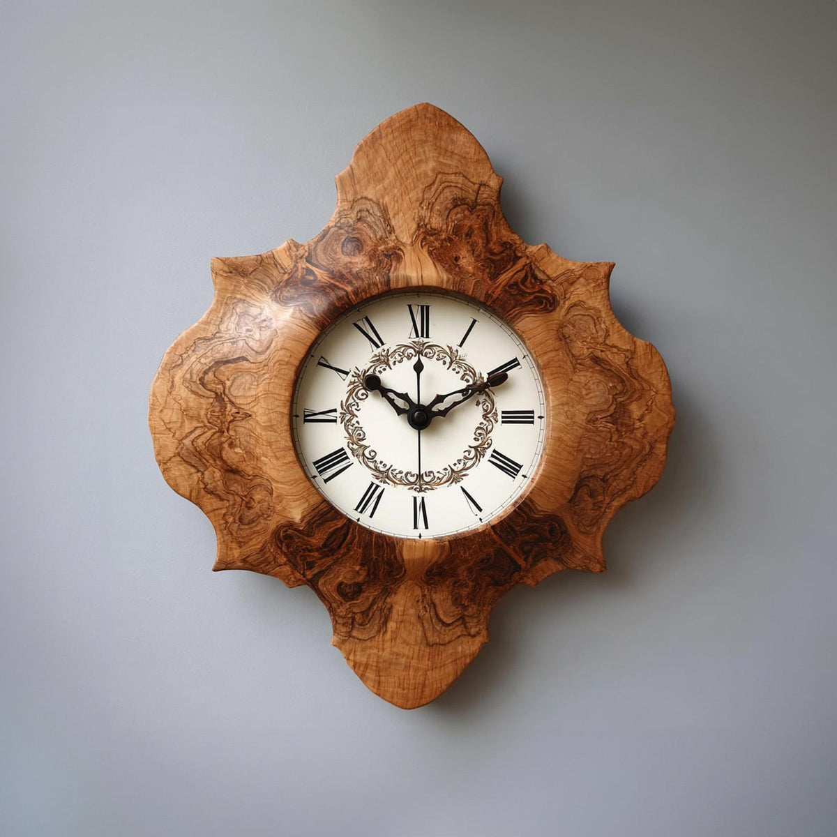 Rustic Unique Wood Wall Clock, Handcrafted Large Live Edge Tree Slice Silent Clock for Dining Area, Model